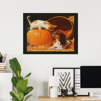 Kitten, Pumpkin and Puppy Print