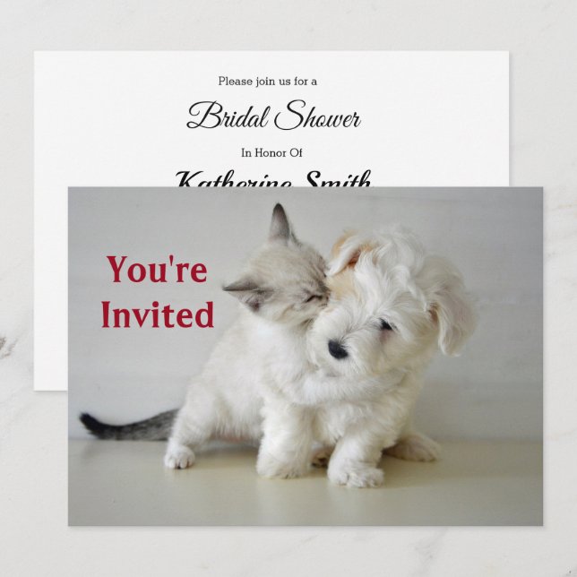 Kitten Puppy  Bridal Shower Invitation (Front/Back)