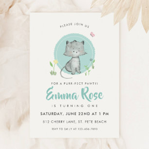 Kitten Purr-fect Birthday Party Invitation