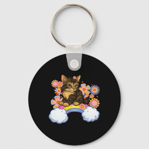 Kitten Rainbow Cute Cat Funny Sarcastic Humor Back Keychain