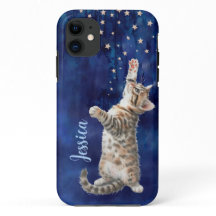 Kitten Reaching for Stars Personalized iPhone Case