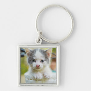 Kitten Rides A Bike Keychain