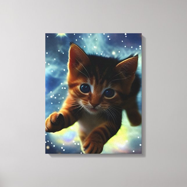 Kitten Running In Space Canvas Print (Front)