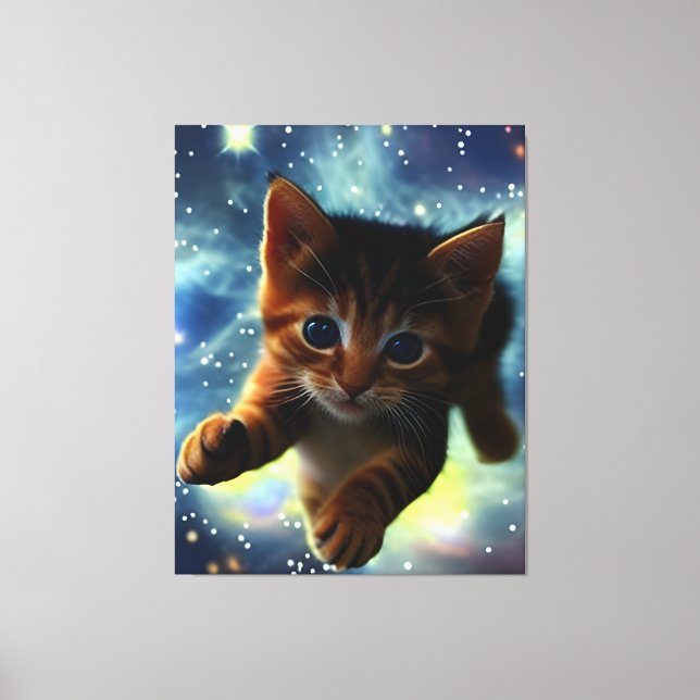 Kitten Running In Space Canvas Print (Front)