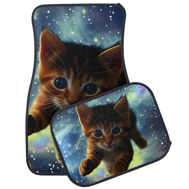 Kitten Running In Space Car Floor Mat (Set)