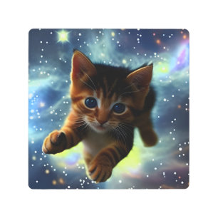 Kitten Running In Space  Metal Print