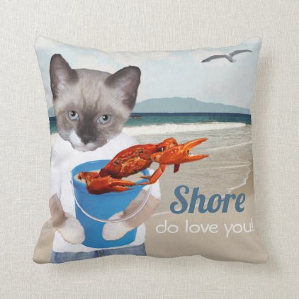 Kitten Selfie Beach Throw Pillow