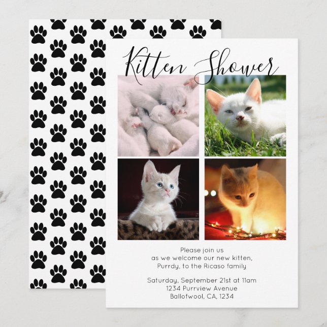 Kitten Shower Cute Personalized Cat Adoption Invitation (Front/Back)