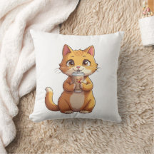 Kitten Sipping Coffee