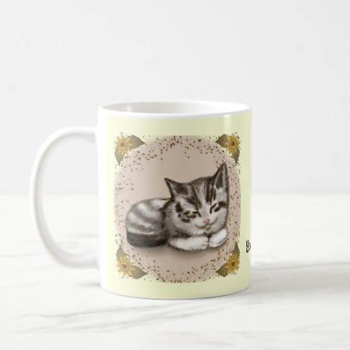Kitten Sleeping custom name mug