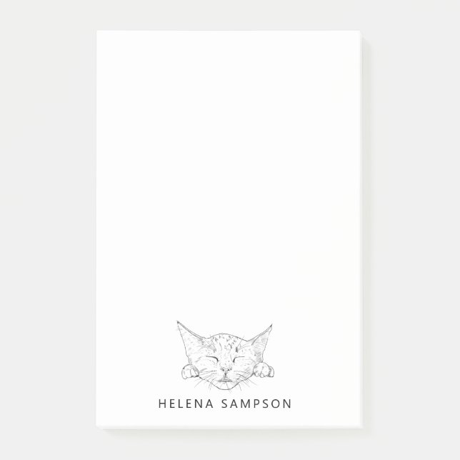 Kitten Sleeping Funny Cats Sketch Personalized Post-it Notes (Front)