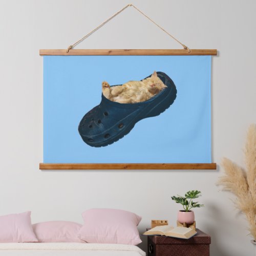 Kitten Sleeping In A Croc Shoe Wall Hanging Hanging Tapestry