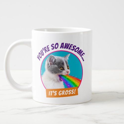 Kitten Spits Up Rainbow Giant Coffee Mug