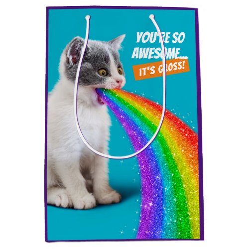 Kitten Spits Up Rainbow Medium Gift Bag