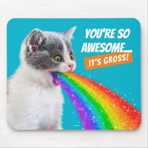 Kitten Spits Up Rainbow Mouse Pad