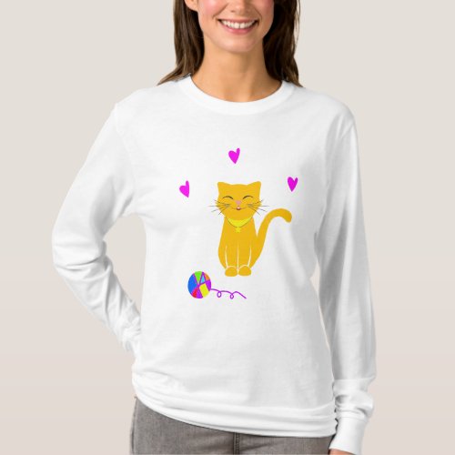 Kitten Sweet With Hearts And Multicolor Pelota T_Shirt