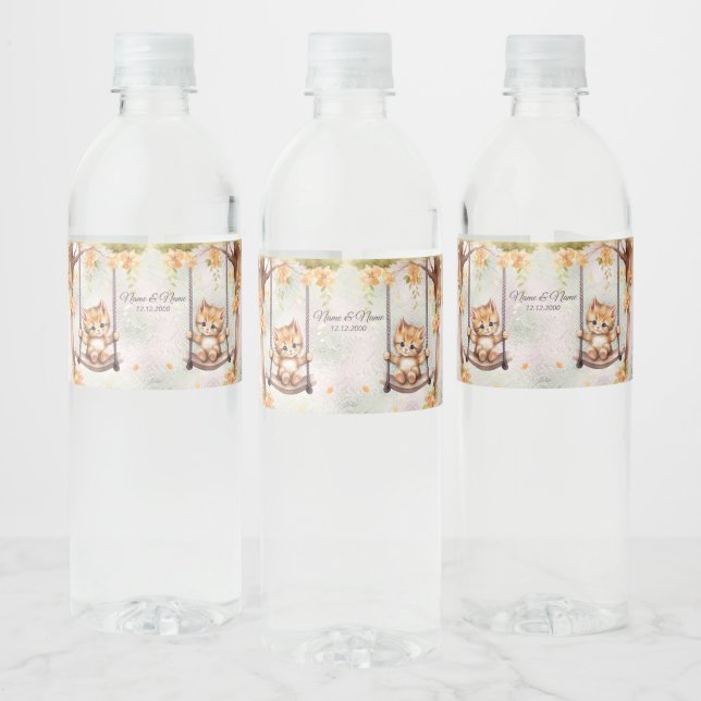 Kitten Swing Water Bottle Label (Bottles)