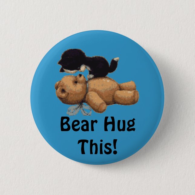 Kitten & Teddy Bear Gifts Button (Front)