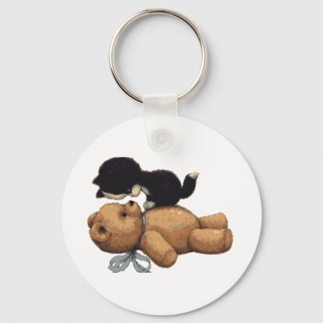 Kitten & Teddy Bear Gifts Keychain (Front)