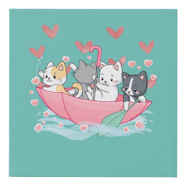 Kitten Umbrella        Faux Canvas Print (Front)
