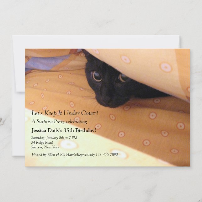 Kitten Under Cover Surprise Party Invitation (Front)