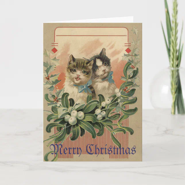 Kitten Victorian Christmas Card Zazzle