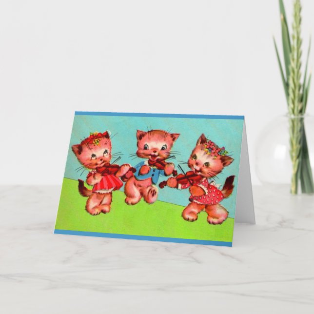 kitten violinists trio card (Front)