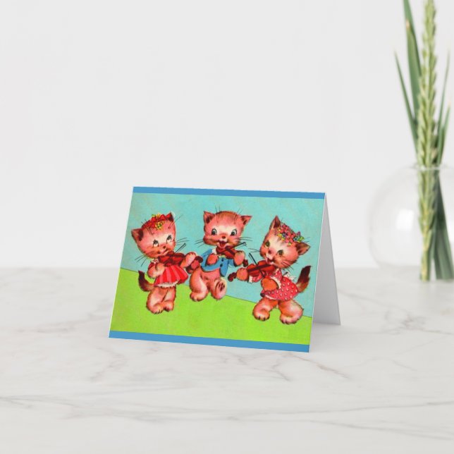 kitten violinists trio note card (Front)