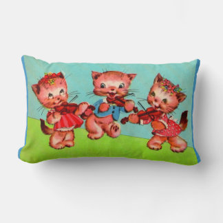 kitten violinists trio print lumbar pillow