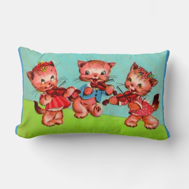 kitten violinists trio print lumbar pillow (Front)