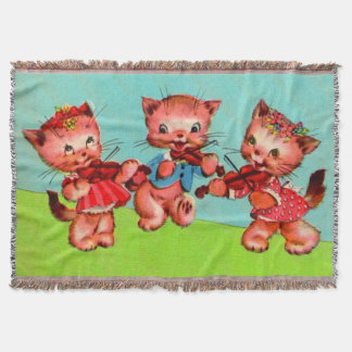kitten violinists trio print throw blanket