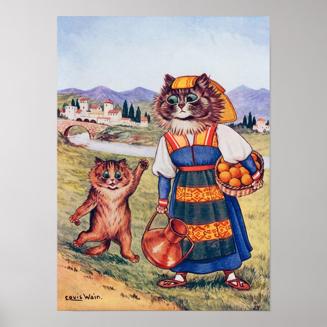 Kitten Wants an Orange, Louis Wain Poster (Front)
