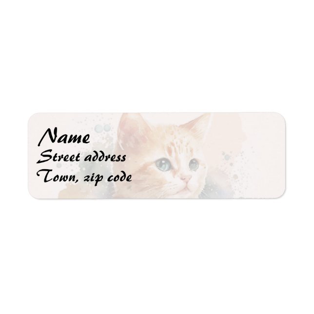 Kitten Watercolor Label (Front)
