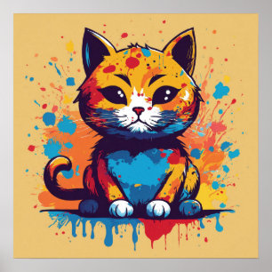 Kitten Watercolor Wall Poster