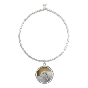 Kitten, White, Cat Bangle Bracelet