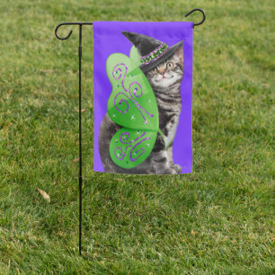 Kitten Witch Fairy Garden Flag