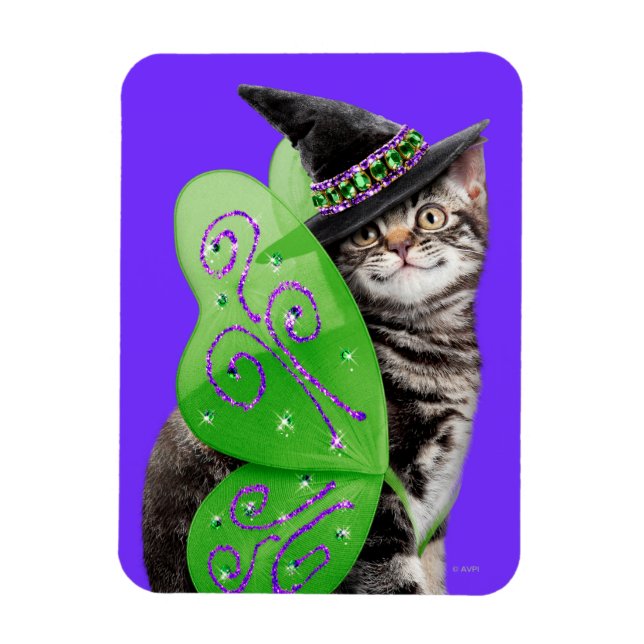 Kitten Witch Fairy Magnet (Vertical)