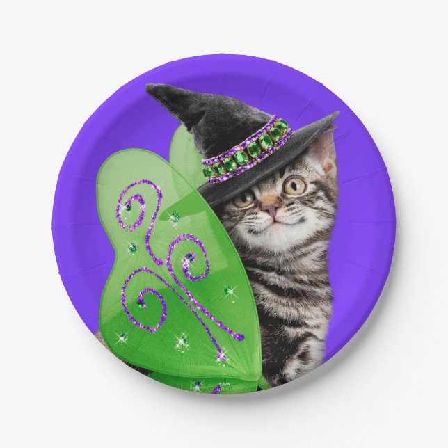Kitten Witch Fairy Paper Plates (Front)
