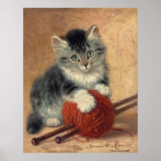 Kitten with a ball of wool CC1172 Ronner-Knip Poster