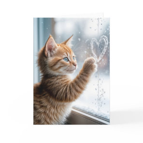 Kitten with a Frosty Birthday Heart Card