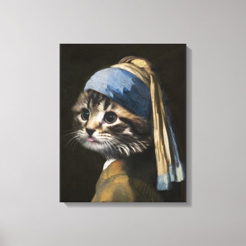 Kitten with a Pearl Earring Canvas