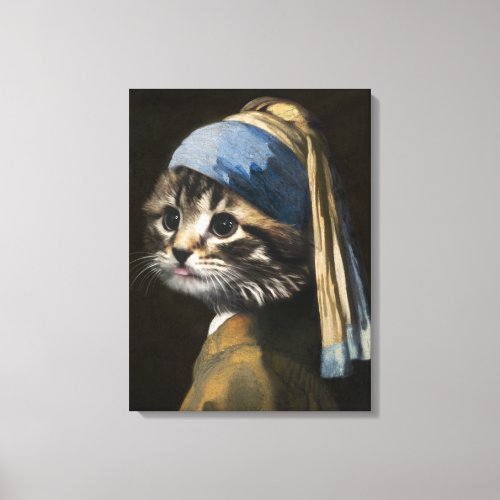 Kitten with a Pearl Earring Canvas