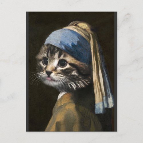 Kitten with a Pearl Earring Postcard