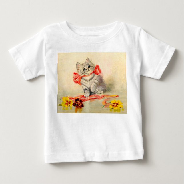 Kitten with a Red Ribbon Baby T-Shirt (Front)