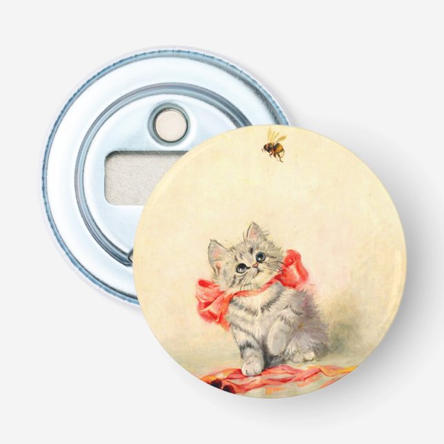 Kitten with a Red Ribbon Bottle Opener (Front)