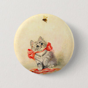 Kitten with a Red Ribbon Button