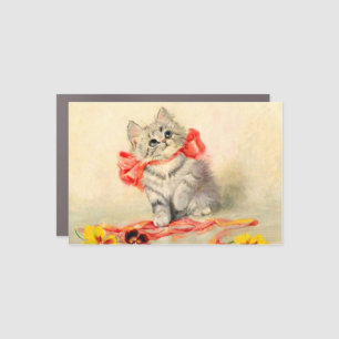 Kitten with a Red Ribbon Car Magnet