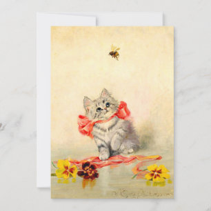 Kitten with a Red Ribbon Invitation