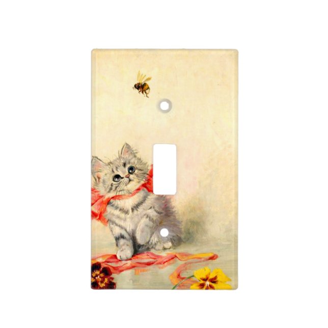 Kitten with a Red Ribbon Light Switch Cover (Front)