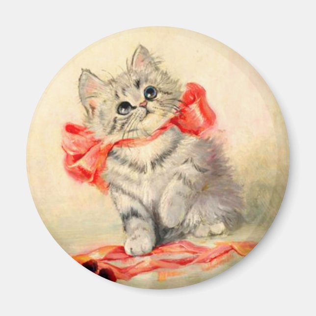 Kitten with a Red Ribbon Magnet (Front)